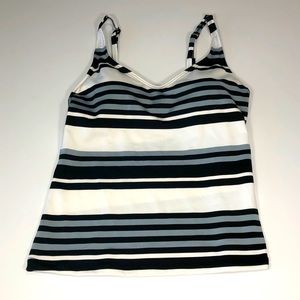 Jag Black White Gray Striped Tankini
